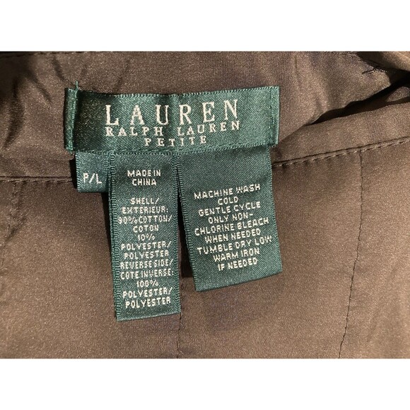 Lauren Ralph Lauren Women Reversible Vest LP L Petite Brown Knit Quilted Riding - Picture 11 of 15